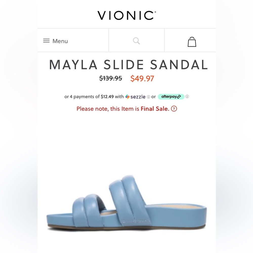 Vionic Mayla Slide Sandals Size 7